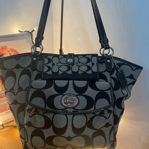 Coach Black and Gray Designer Tote Bag